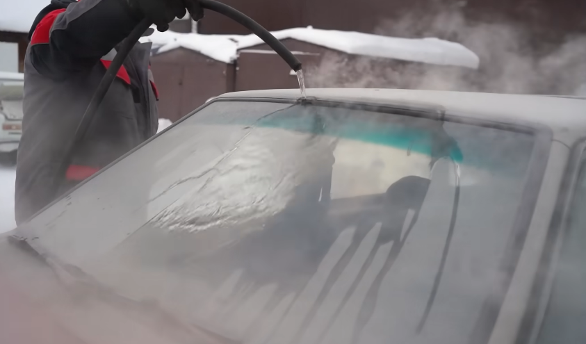 Washing Car With Hot Water