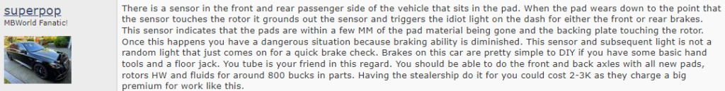 Mercedes Benz Check Brake Pad Wear
